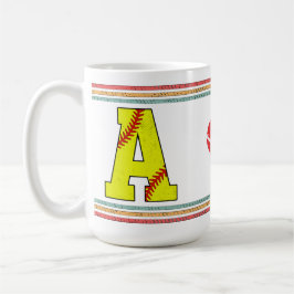 Caneca De Café Design de letra A de softball retrô vintage