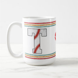 Caneca De Café Design de letra T de beisebol retrô vintage