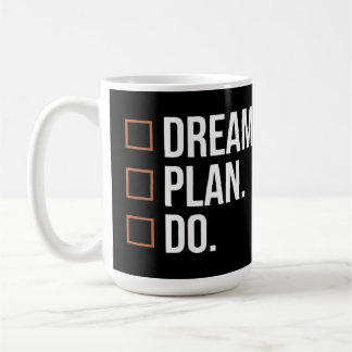 Caneca De Café Design de Lista de Verificação Motivacional Sonho 