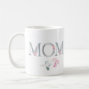 Caneca De Café Design de Mãe Floral Rosa com Nomes