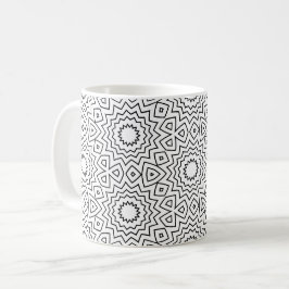 Caneca De Café Design de Mandala Abstrato Preto e Branco Sem Cost