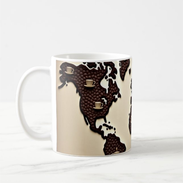 Caneca De Café design de mapa de grãos de café (Esquerda)