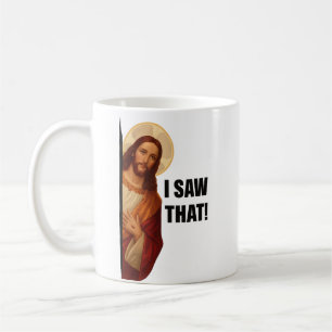Caneca De Café Design de meme cristão engraçado de Jesus "Eu Vi I