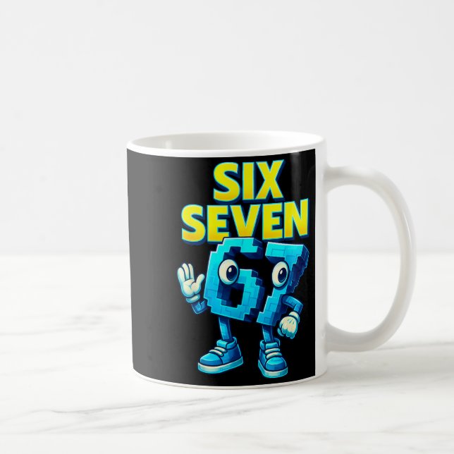 Caneca De Café Design de Meme de Natal 67 Engraçado Seis Sete Mão (Direita)