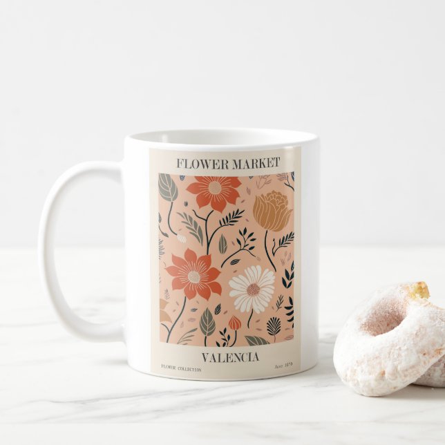 Caneca De Café Design de Mercado de Flor bonito (Com Donut)