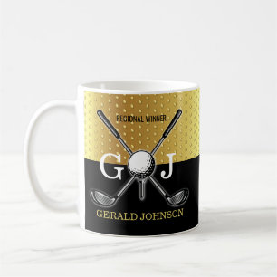 Caneca De Café Design de Monograma de Golfe Elegante Minimalista 