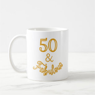 Caneca De Café design de monograma Dourado 50 e fabuloso