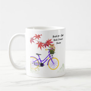 Caneca De Café Design de Motivação de Bicicleta Floral