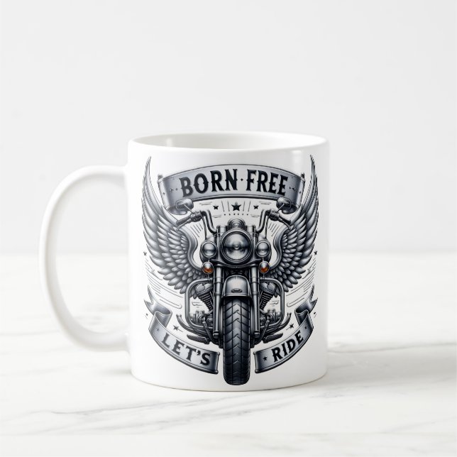 Caneca De Café Design de motocicleta com Asas e Slogans (Esquerda)