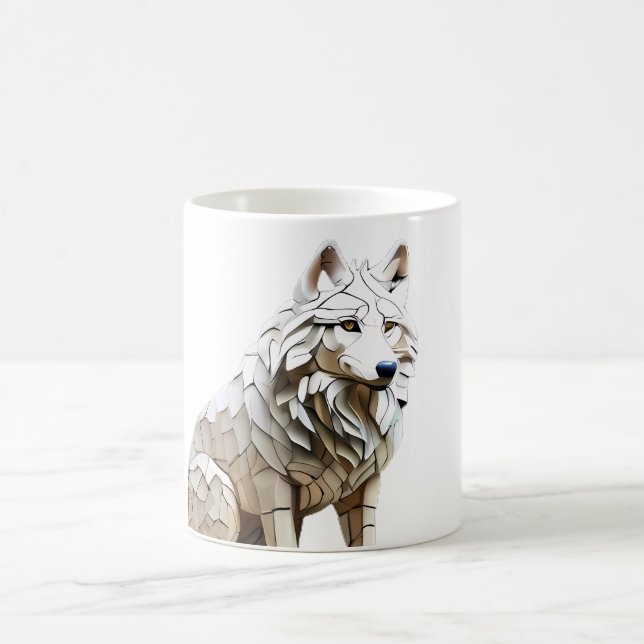 Caneca De Café Design de Mug Mosaico do Lobo Branco-Cinto (Centro)