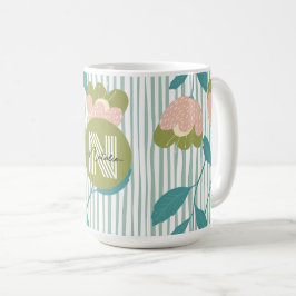 Caneca De Café design de na moda monograma com um padrão agudo az