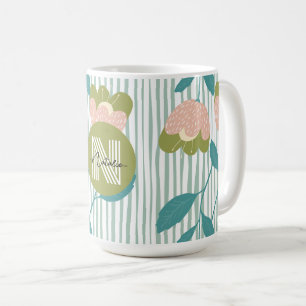 Caneca De Café design de na moda monograma com um padrão agudo az