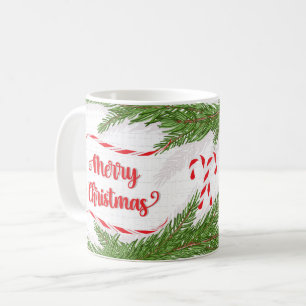 Caneca De Café Design de Natal Alegre com Bengalas de Açúcar