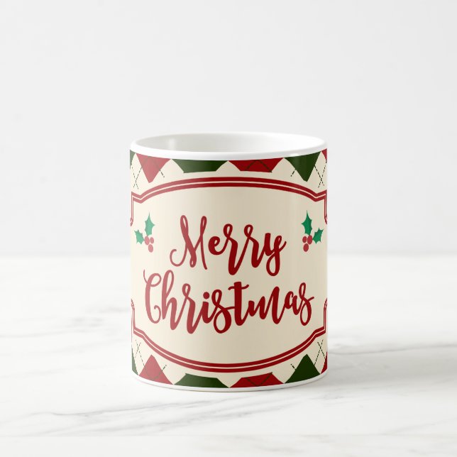 Caneca De Café Design de Natal Alegre Vintage (Centro)
