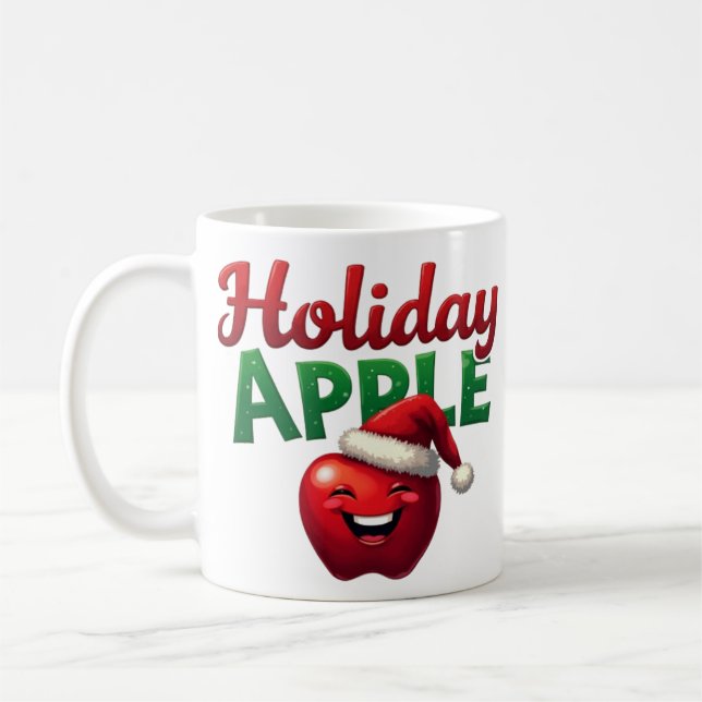 Caneca De Café Design de Natal Apple Retro de Férias  (Esquerda)