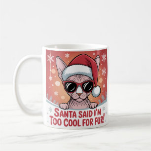 Caneca De Café Design de Natal de Gato Sphynx Legal com Roupas de