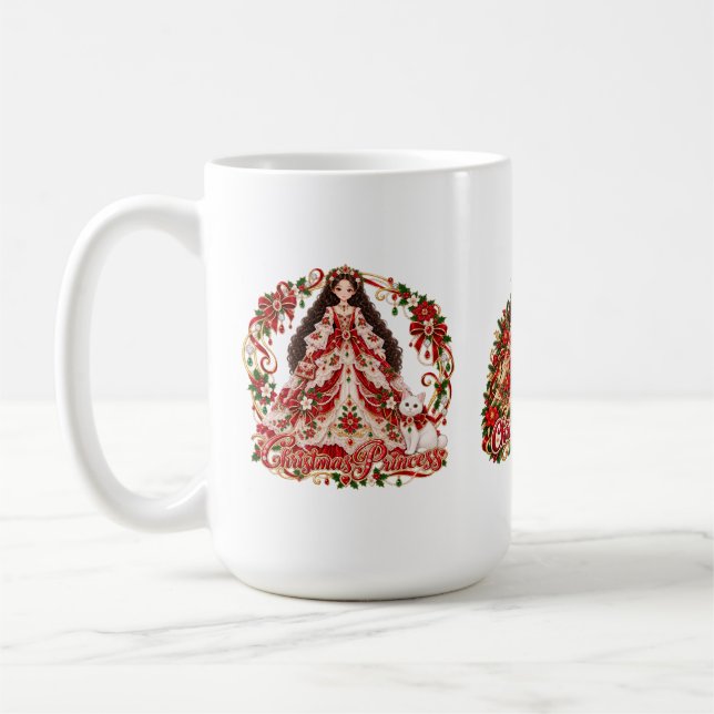 Caneca De Café Design de Natal de Princesa Fofa! (Esquerda)