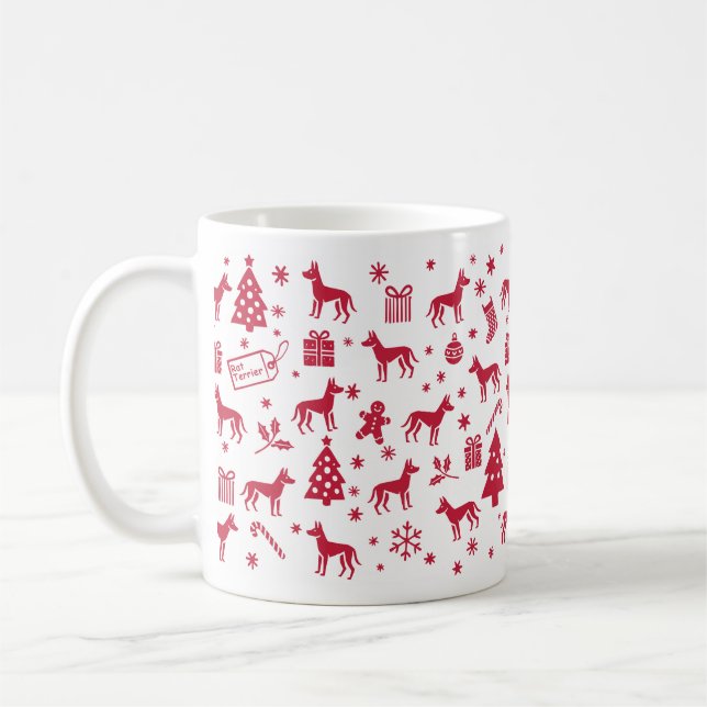 Caneca De Café Design de Natal Rat Terrier (Esquerda)