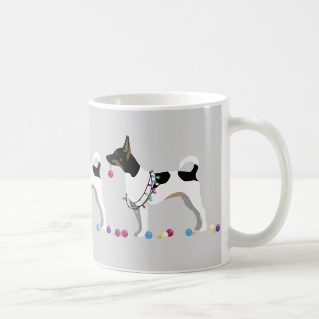 Caneca De Café Design de Natal Rat Terrier Silhouette (Direita)