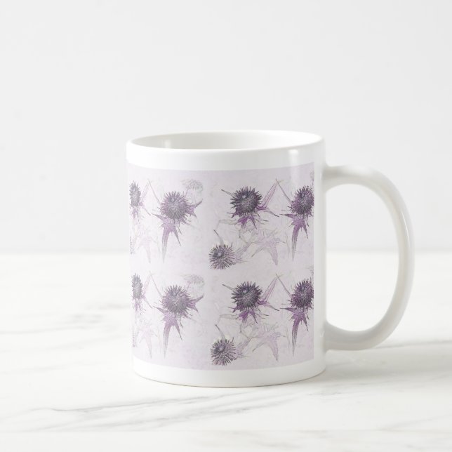Caneca De Café design de natureza cardo roxo (Direita)