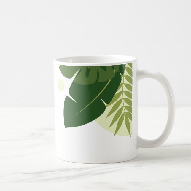 Caneca De Café Design de Natureza Verde Tropical (Direita)