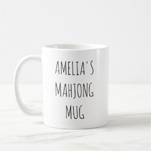 Caneca De Café Design de Nome de Mahjong Personalizado Minimalist