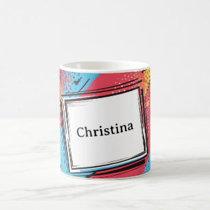 Caneca De Café Design de Nome Personalizado Pop Art: Arte Vibrant