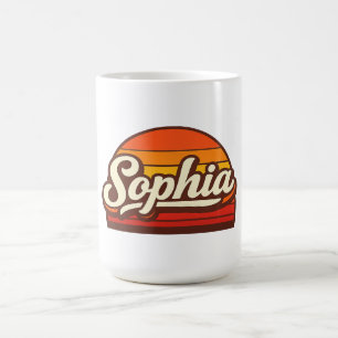 Caneca De Café Design de Nome Personalizado Sophia Retro Pôr do S