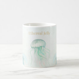 Caneca De Café Design de Oceano em Aquarela de Água-viva de Verão