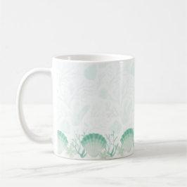 Caneca De Café Design de Oceano em Aquarela Pérola de Verão