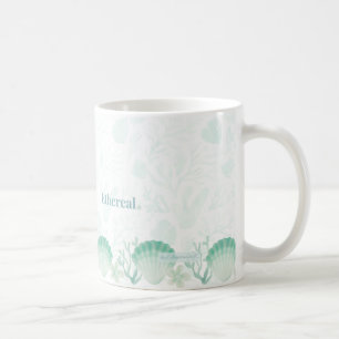 Caneca De Café Design de Oceano em Aquarela Pérola de Verão