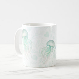 Caneca De Café Design de Oceano em Aquarela Pérola de Verão