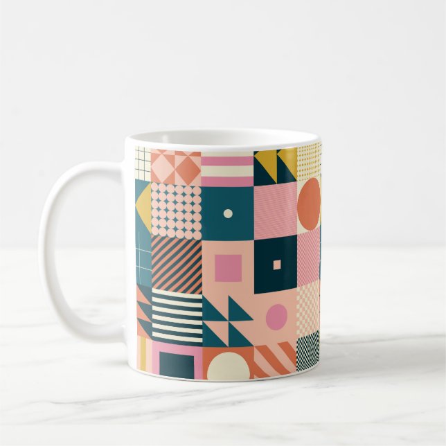 Caneca De Café Design de padrão abstrato geométrico moderno com s (Esquerda)
