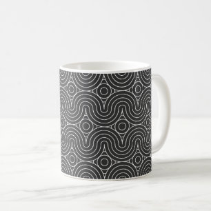 Caneca De Café Design de padrão abstrato preto e branco moderno