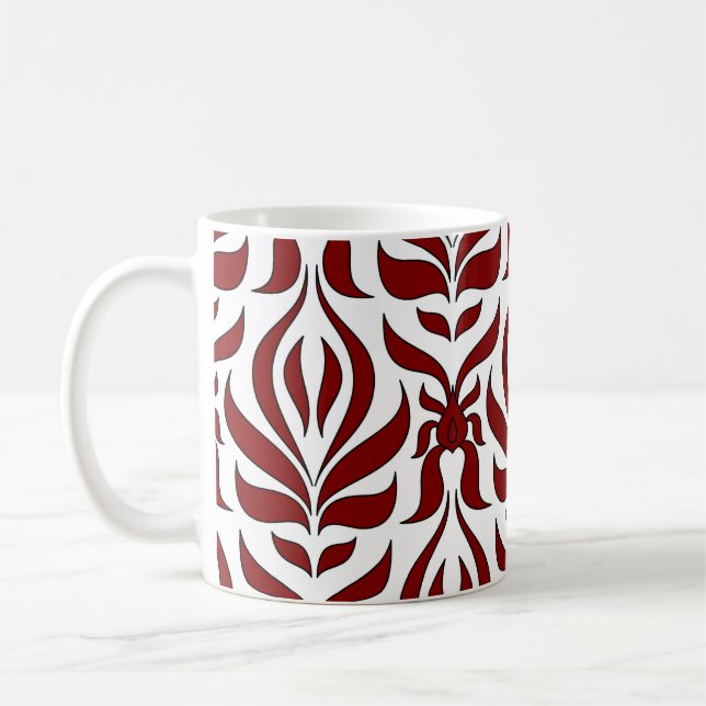 Caneca De Café Design de padrão branco e vermelho sem costura (Esquerda)