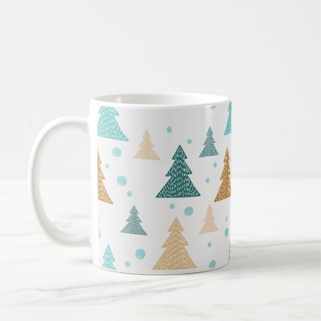 Caneca De Café Design de padrão de árvore de Natal (Esquerda)