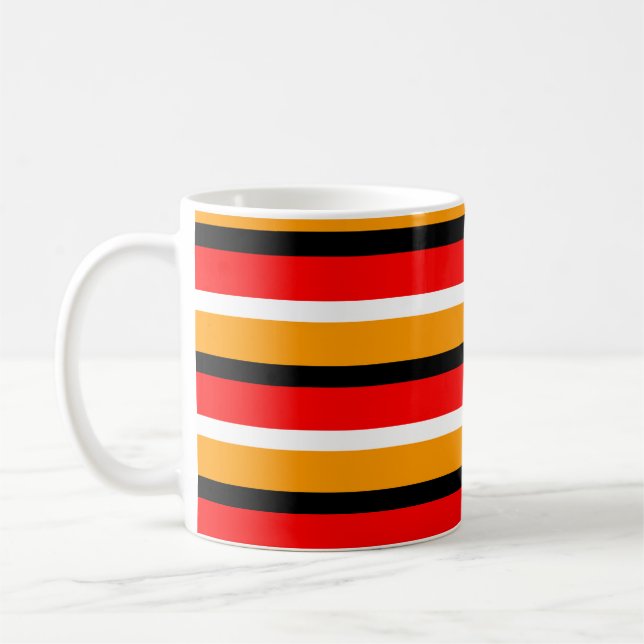 Caneca De Café Design de Padrão de Faixa Laranja Vermelha (Esquerda)