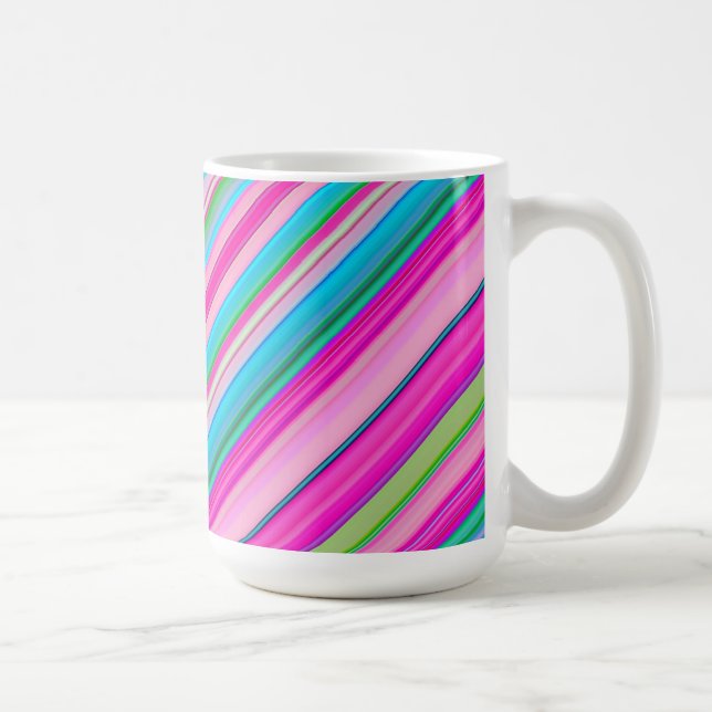 Caneca De Café Design de padrão de listra de arco-íris vibrante (Direita)