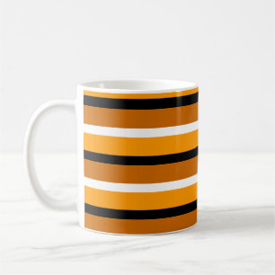 Caneca De Café Design de Padrão de Stripes Castanho Laranja