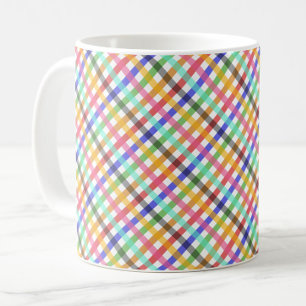 Caneca De Café Design de Padrão de Xadrez Gingham Multicolor