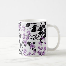 Caneca De Café Design de Padrão Floral Violeta Claro