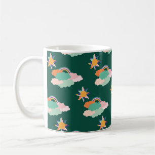 Caneca De Café Design de padrão sem costura com nuvens coloridas