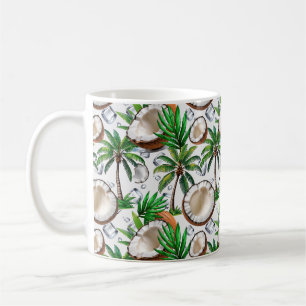 Caneca De Café Design de Padrão Tropical de Árvore de Coco