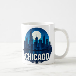 Caneca De Café Design de paisagem urbana de alta-lua em Chicago S