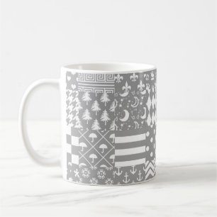 Caneca De Café Design de patch para Padrões mistos brancos da cin