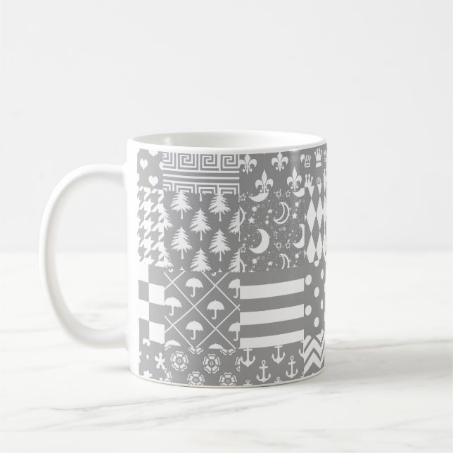 Caneca De Café Design de patch para Padrões mistos brancos da cin (Esquerda)