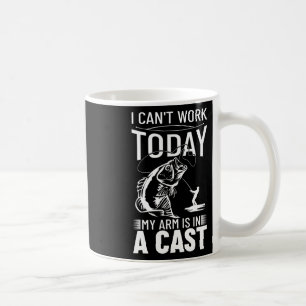 Caneca De Café Design de Pesca Não Posso Trabalhar Hoje Meu Braço
