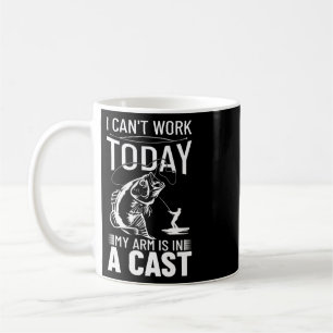 Caneca De Café Design de Pesca Não Posso Trabalhar Hoje Meu Braço