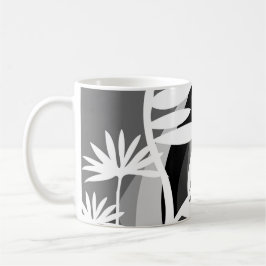 Caneca De Café Design de plantas brancas e pretas