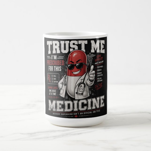 Caneca De Café Design de Poder da Pílula de Super-Herói (Centro)